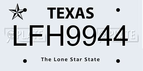LFH9944 Texas License Plate
