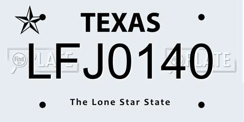 LFJ0140 Texas License Plate