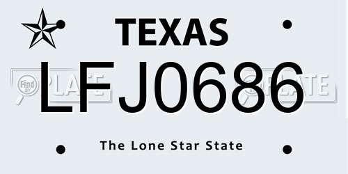 LFJ0686 Texas License Plate