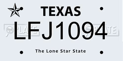 LFJ1094 Texas License Plate