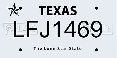 LFJ1469 Texas License Plate