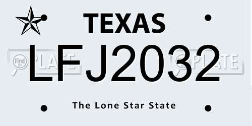LFJ2032 Texas License Plate