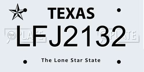 LFJ2132 Texas License Plate
