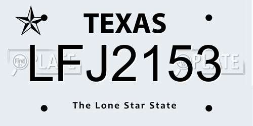 LFJ2153 Texas License Plate