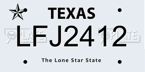 LFJ2412 Texas License Plate