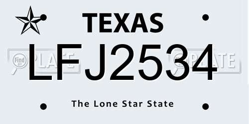 LFJ2534 Texas License Plate