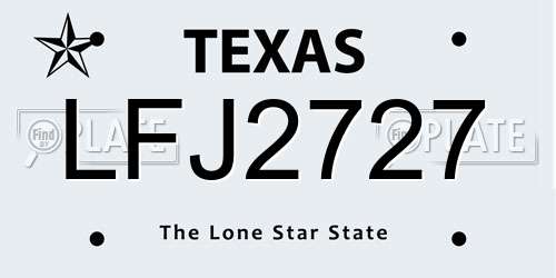 LFJ2727 Texas License Plate
