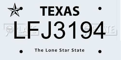 LFJ3194 Texas License Plate