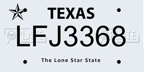 LFJ3368 Texas License Plate