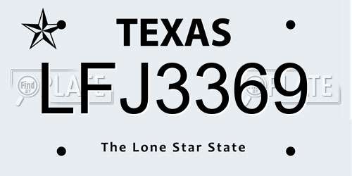 LFJ3369 Texas License Plate
