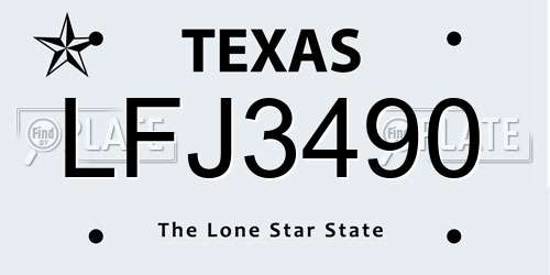 LFJ3490 Texas License Plate