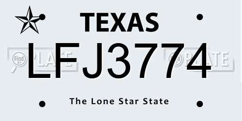 LFJ3774 Texas License Plate