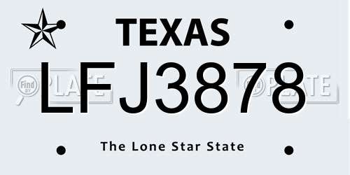 LFJ3878 Texas License Plate