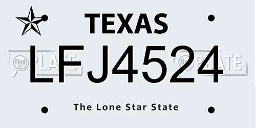 LFJ4524 Texas License Plate