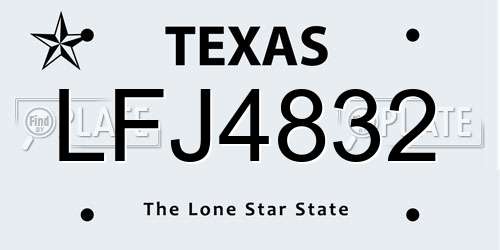 LFJ4832 Texas License Plate