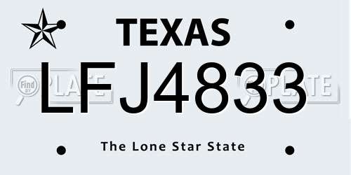 LFJ4833 Texas License Plate