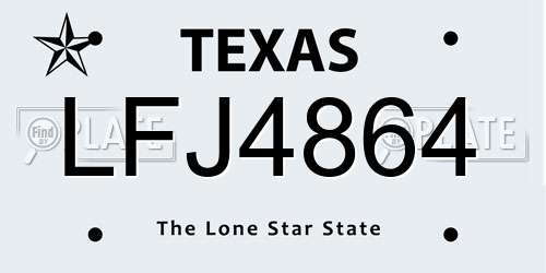 LFJ4864 Texas License Plate