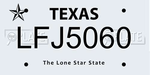 LFJ5060 Texas License Plate