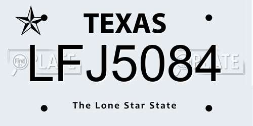 LFJ5084 Texas License Plate