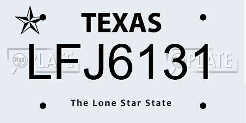 LFJ6131 Texas License Plate