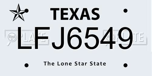 LFJ6549 Texas License Plate