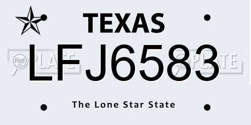 LFJ6583 Texas License Plate