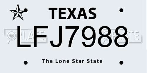 LFJ7988 Texas License Plate