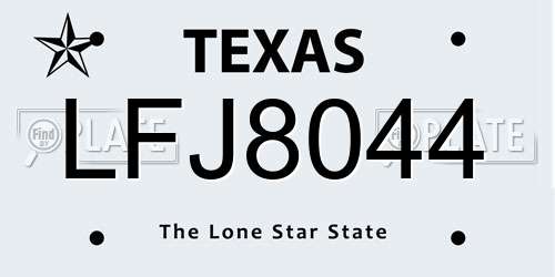 LFJ8044 Texas License Plate