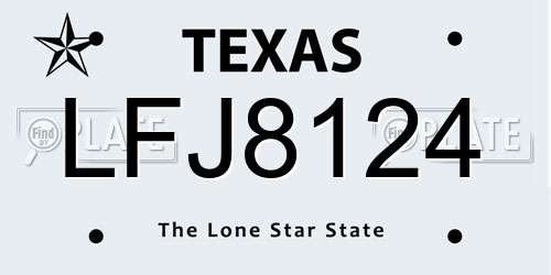 LFJ8124 Texas License Plate