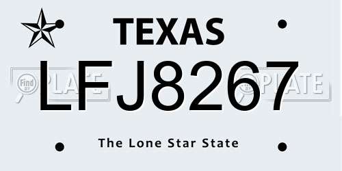 LFJ8267 Texas License Plate