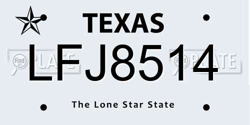 LFJ8514 Texas License Plate