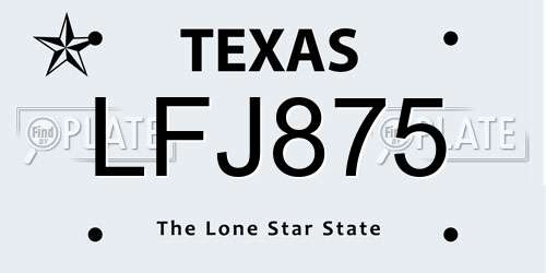 LFJ875 Texas License Plate