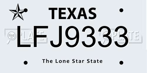 LFJ9333 Texas License Plate