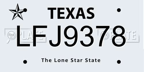 LFJ9378 Texas License Plate