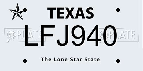LFJ940 Texas License Plate