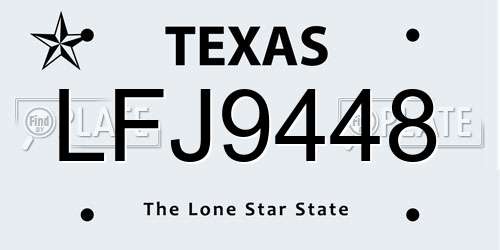 LFJ9448 Texas License Plate