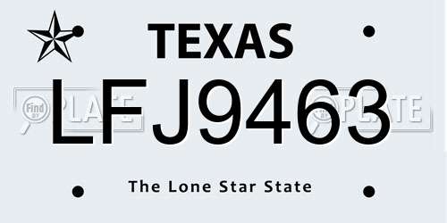 LFJ9463 Texas License Plate