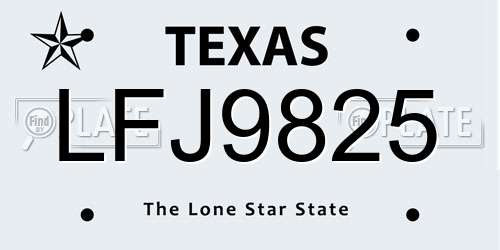 LFJ9825 Texas License Plate