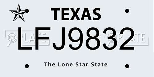 LFJ9832 Texas License Plate