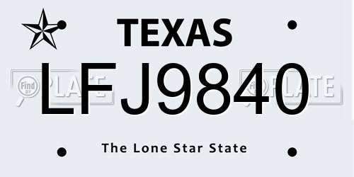 LFJ9840 Texas License Plate