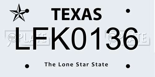 LFK0136 Texas License Plate