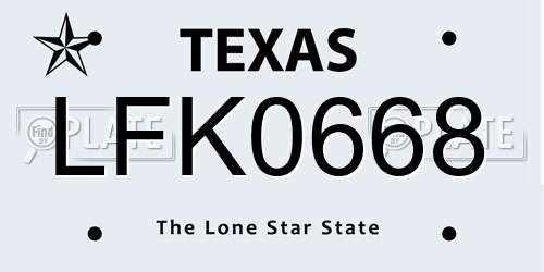 LFK0668 Texas License Plate