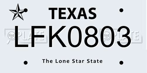 LFK0803 Texas License Plate