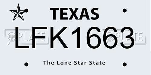 LFK1663 Texas License Plate