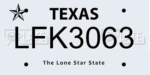 LFK3063 Texas License Plate
