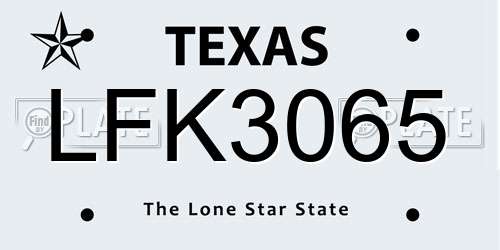 LFK3065 Texas License Plate
