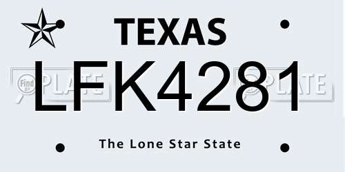 LFK4281 Texas License Plate