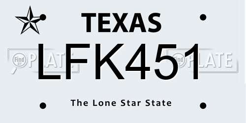 LFK451 Texas License Plate