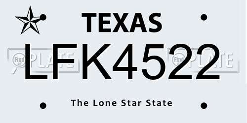 LFK4522 Texas License Plate