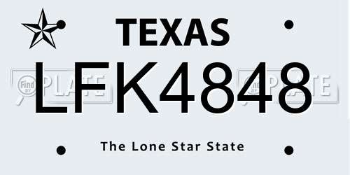 LFK4848 Texas License Plate